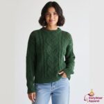Oversized Cable Knit Crewneck Sweater