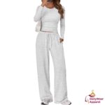 Women’s 2-Piece Lounge Set – Crop Top & Wide-Leg Pants
